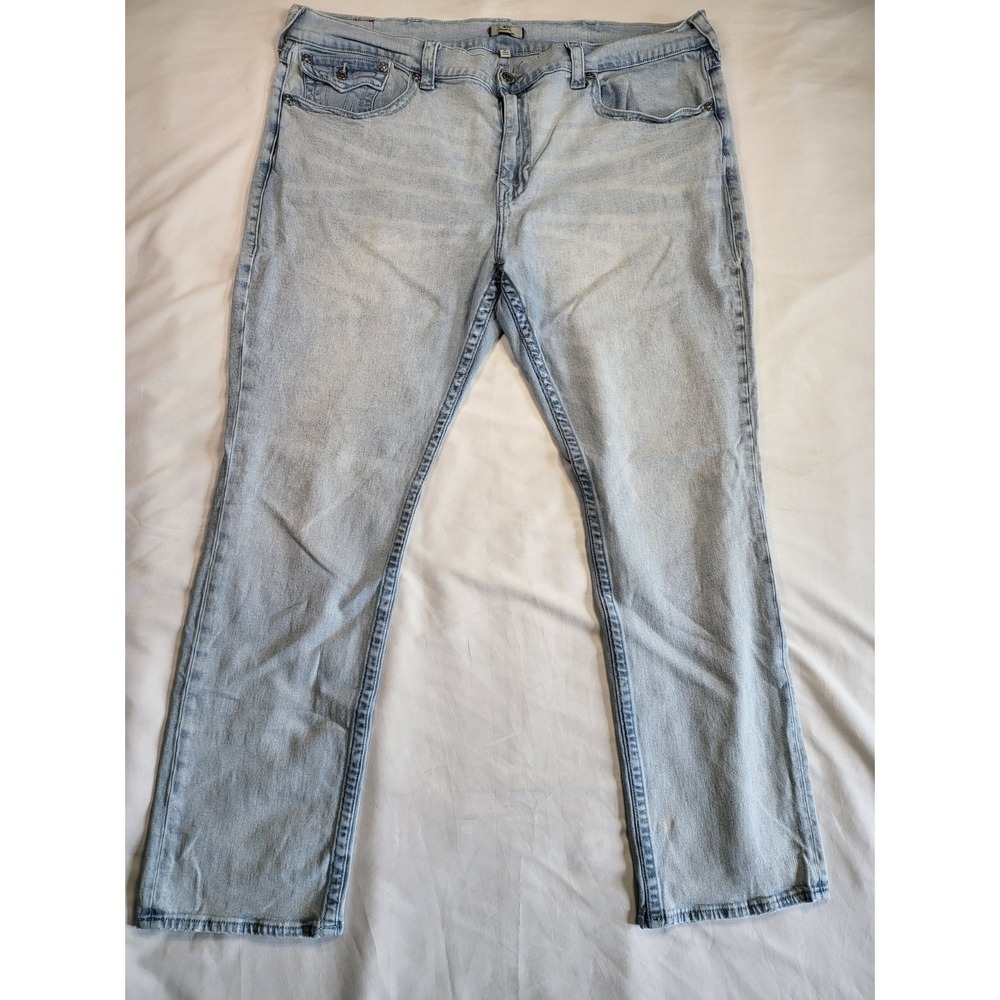 True Religion Ricky Relaxed Straight Jeans Mens‎ Size 46 Light Wash Flap Pocket